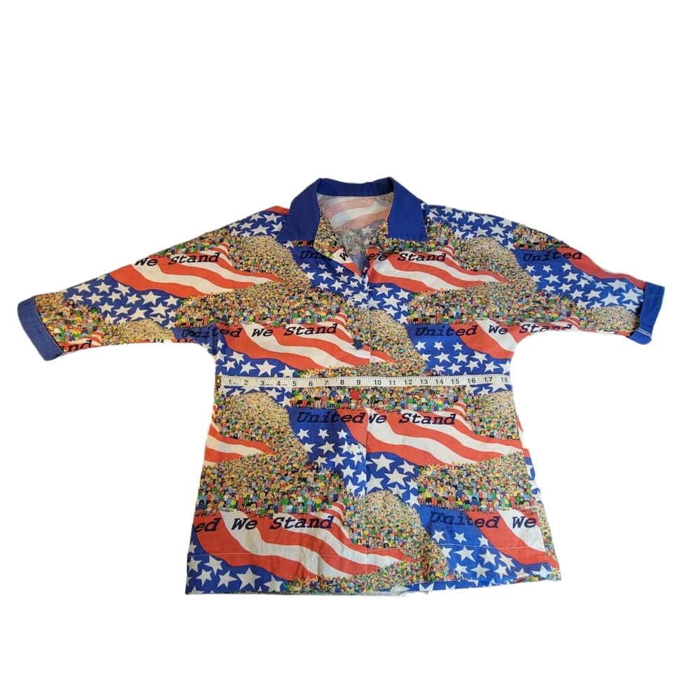 United We Stand Handmade Patriotic 4th of July Celebrate America Button Up L - Picture 9 of 11